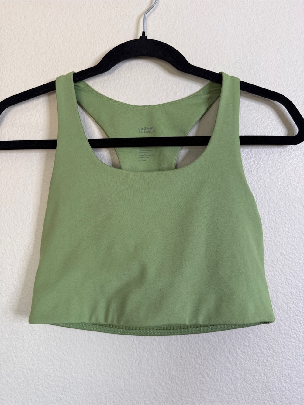 Girlfriend collective Sage Green Scoop Neck Sports Bra small